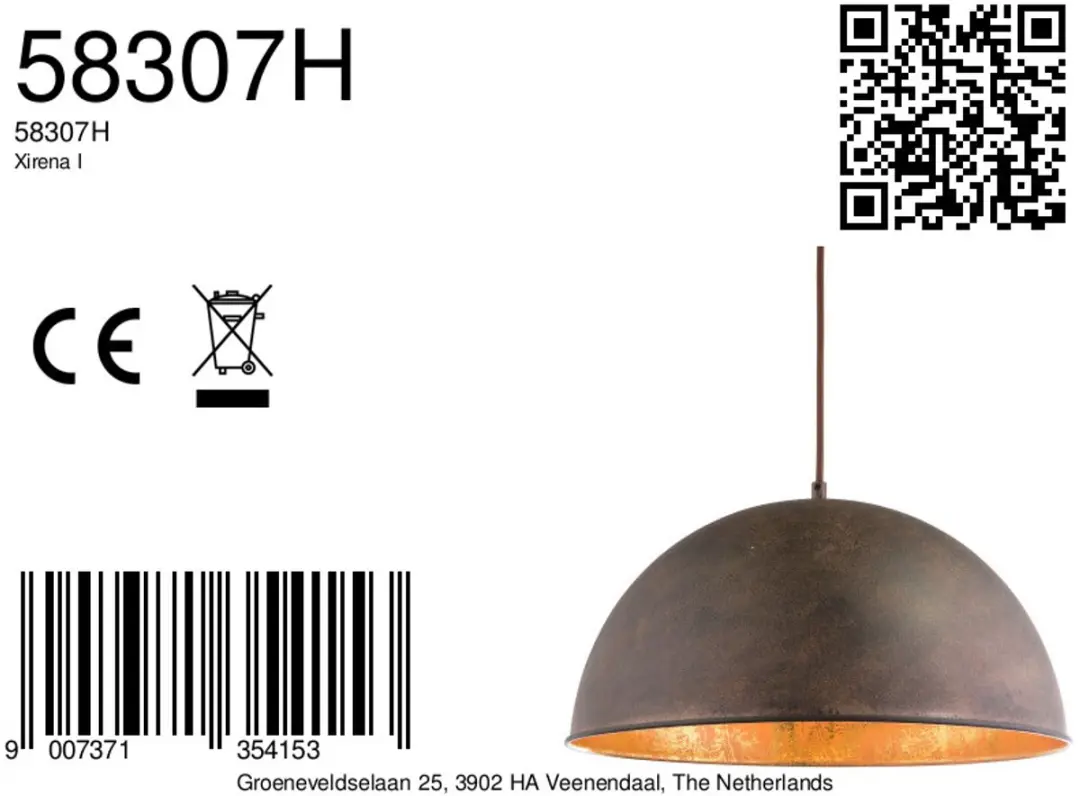 Globo Xirena I Hanglamp - Ø41cm - Bruin