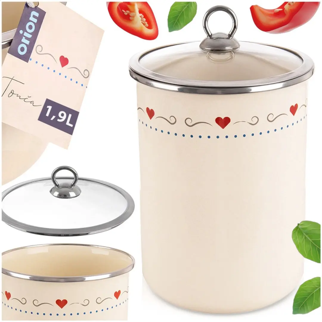 Orion Tonca Emalia Voedselcontainer 1,9L - Crème/Zilver