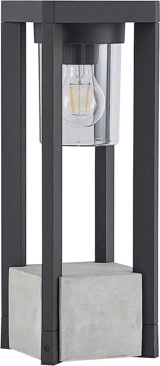 Lucande Sokkellamp Aluminium 42cm - E27 - Donkergrijs