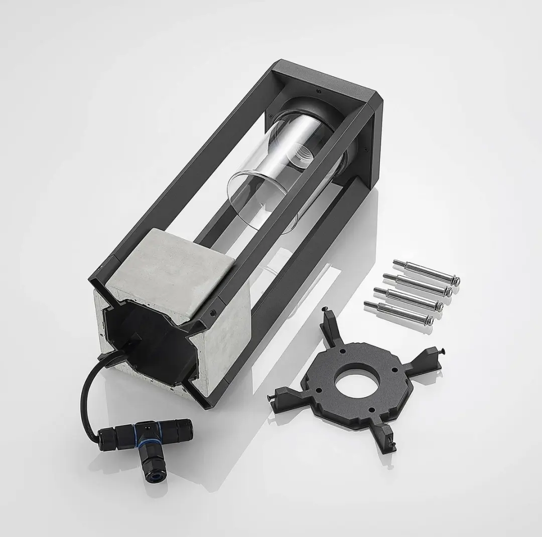 Lucande Sokkellamp Aluminium 42cm - E27 - Donkergrijs
