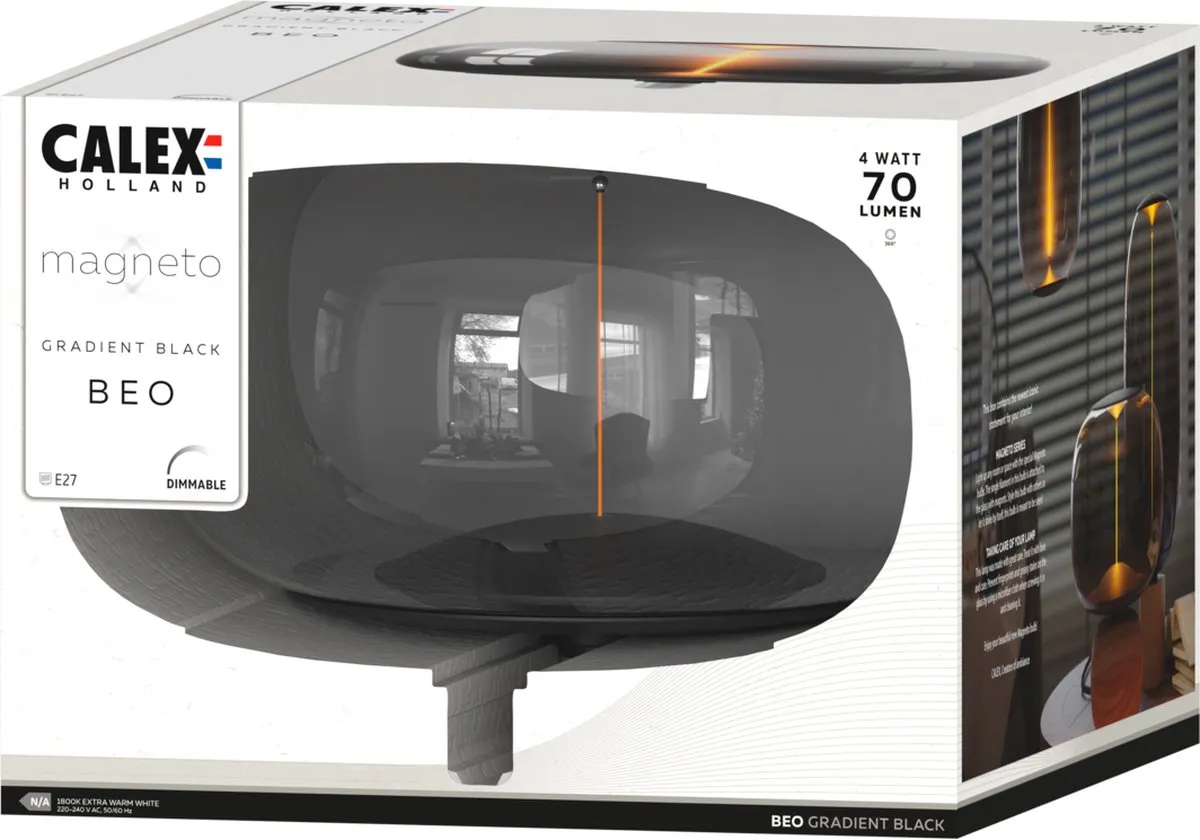 Calex Magneto Beo Asarna LED Lamp 4W - Titanium - E27 - 1800K - afbeelding 6 van 6
