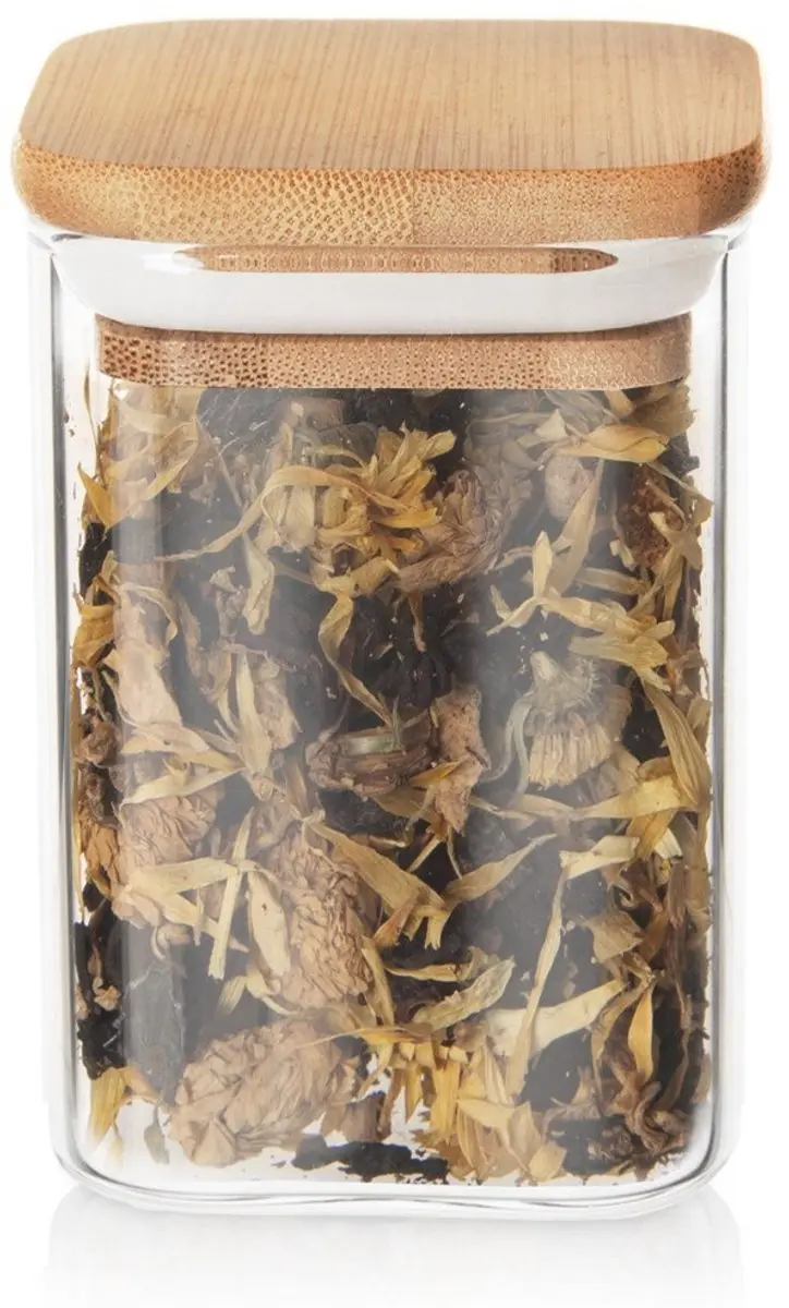 Orion Glazen Voorraadpot Bamboe Deksel 200ml