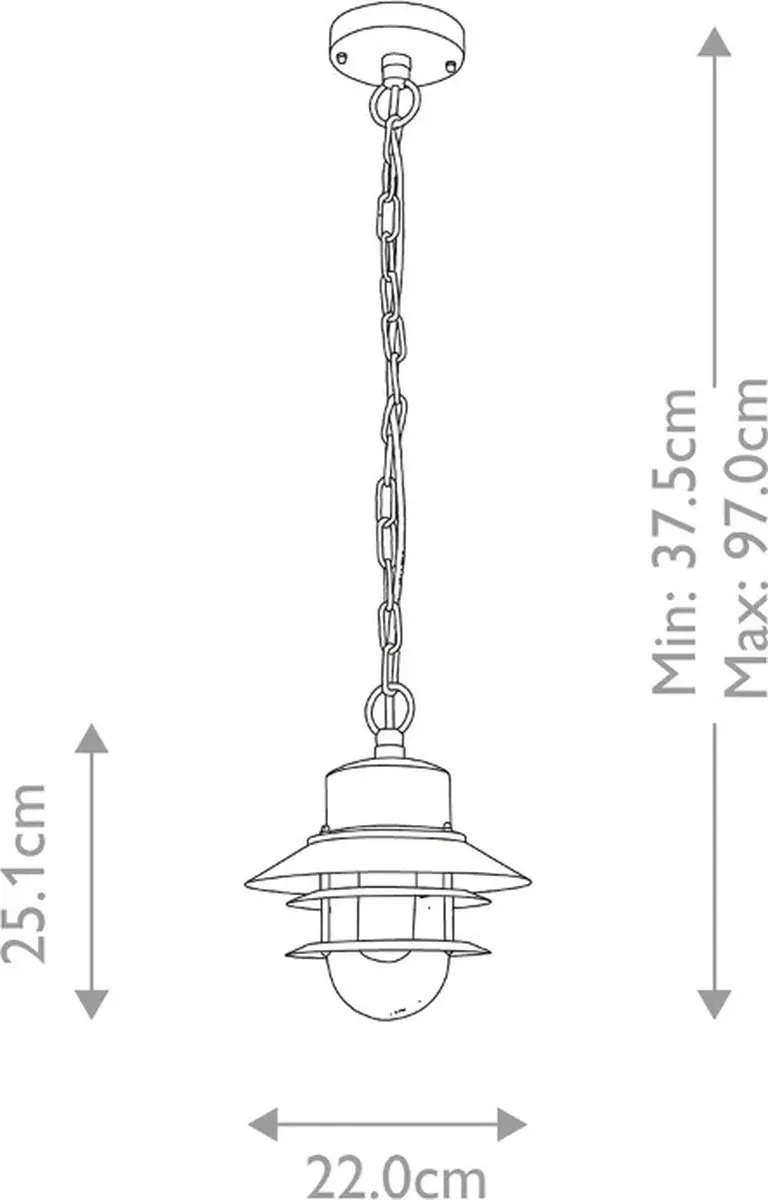 Elstead Lighting Copenhagen LED Hanglamp - 60W - IP44 - Dimbaar - Zwart