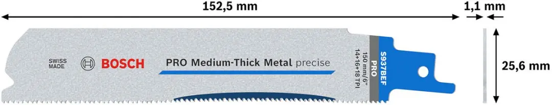 Bosch Professional S937BEF Reciprozaagblad Metaal - 150mm - 5 Stuks