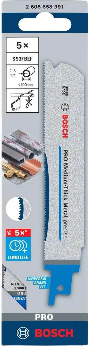 Bosch Professional S937BEF Reciprozaagblad Metaal - 150mm - 5 Stuks