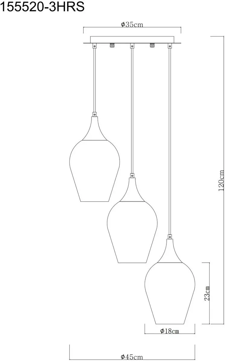 Globo Lavus Hanglamp 3x E27 - Ø45cm - Zwart