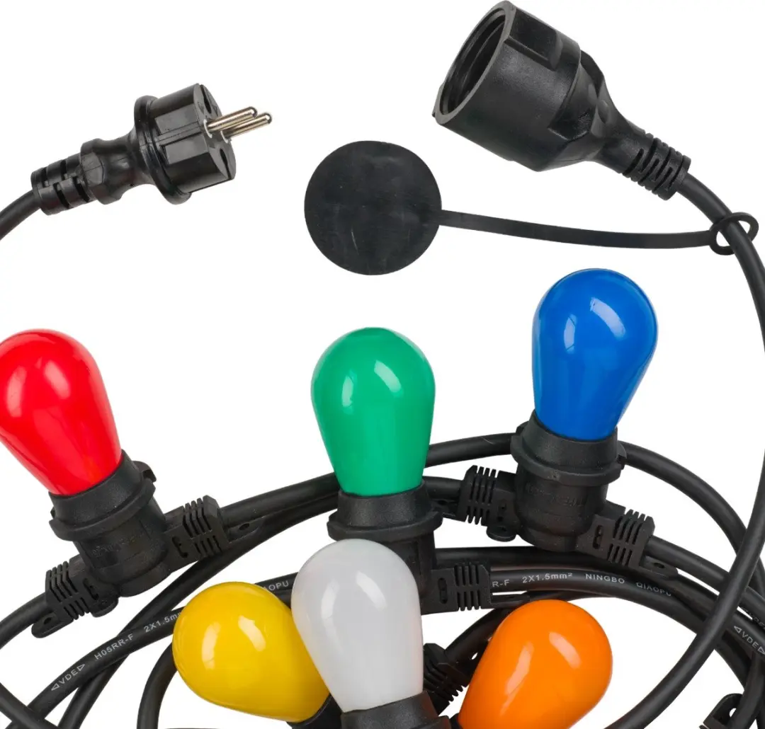 Bailey Prikkabel E27 20 Fittingen 10m IP44 - Zwart
