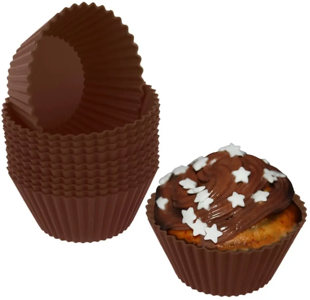 Orion Siliconen Muffinvorm 12 Stuks - Bruin - afbeelding 6 van 6