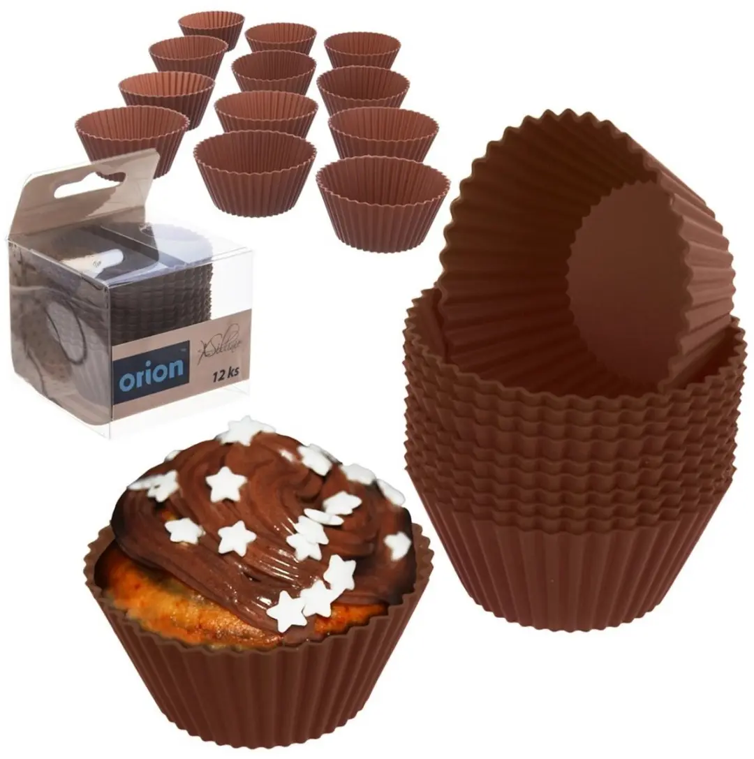 Orion Siliconen Muffinvorm 12 Stuks - Bruin