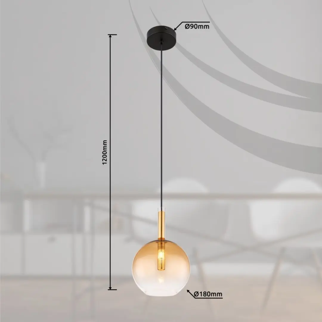 Globo Lopusa Hanglamp - Ø18cm - G9 - Amberkleurig - afbeelding 6 van 6