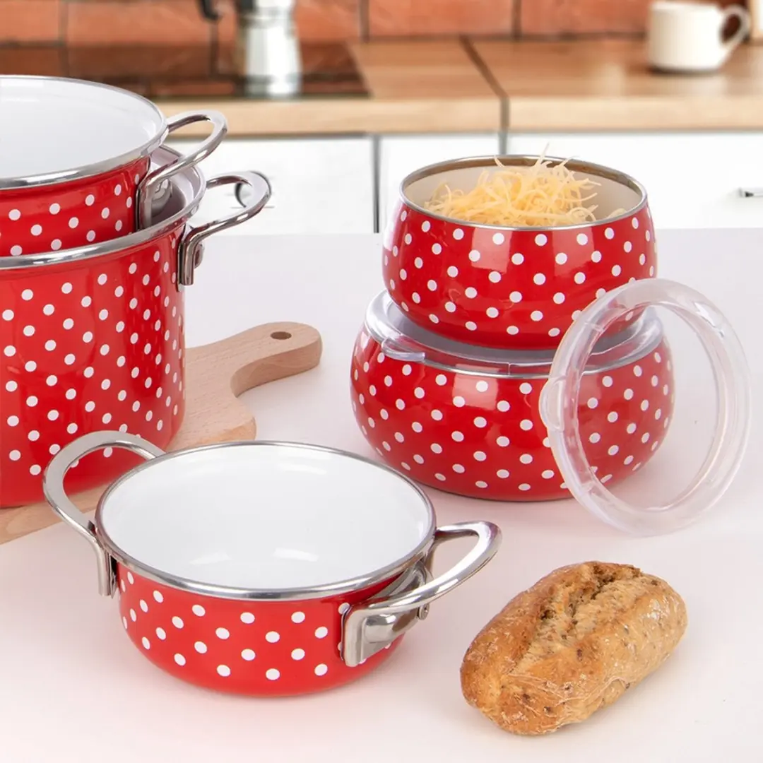 Orion Tecka Serie Emaille Kom 600ml - Rood