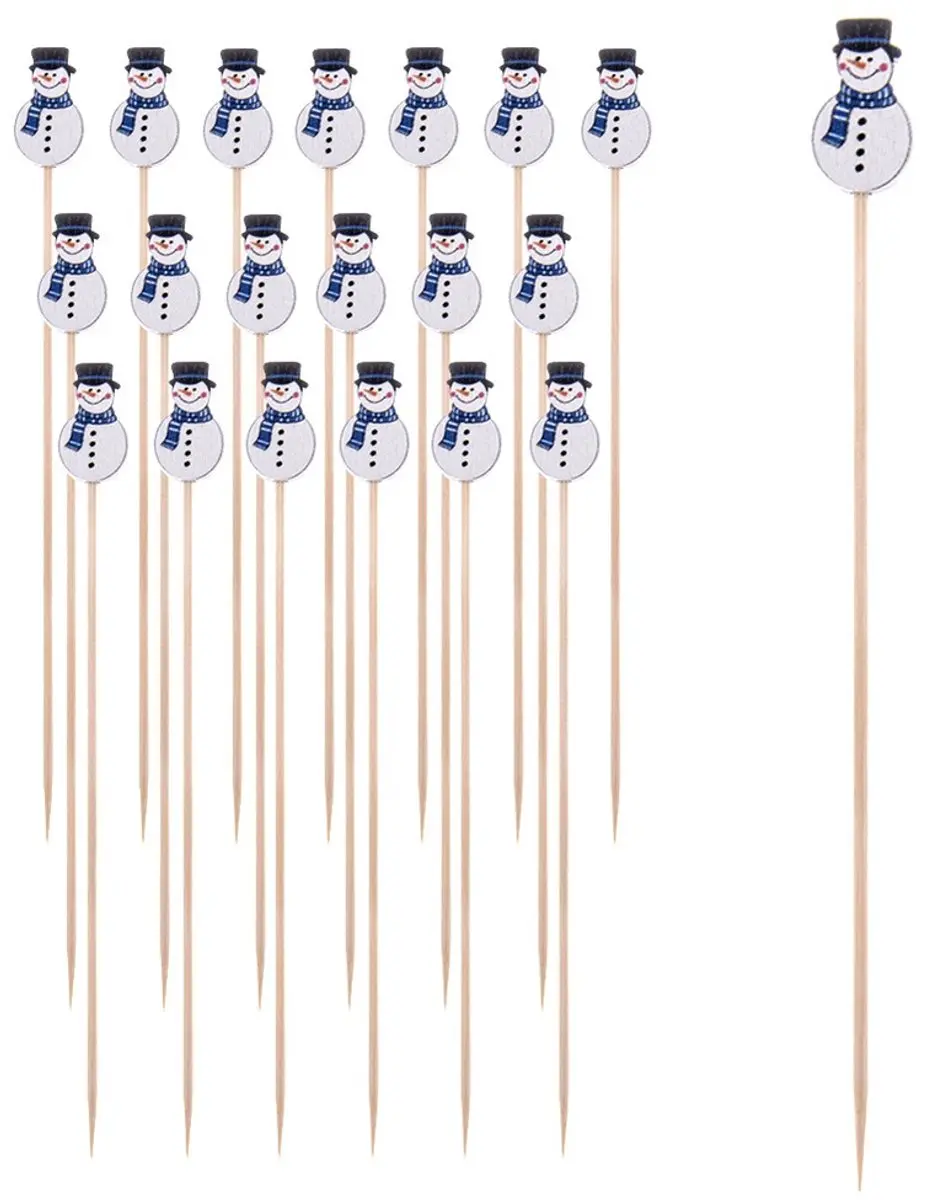 Orion Cocktailprikkers Bamboe Sneeuwpop 13cm