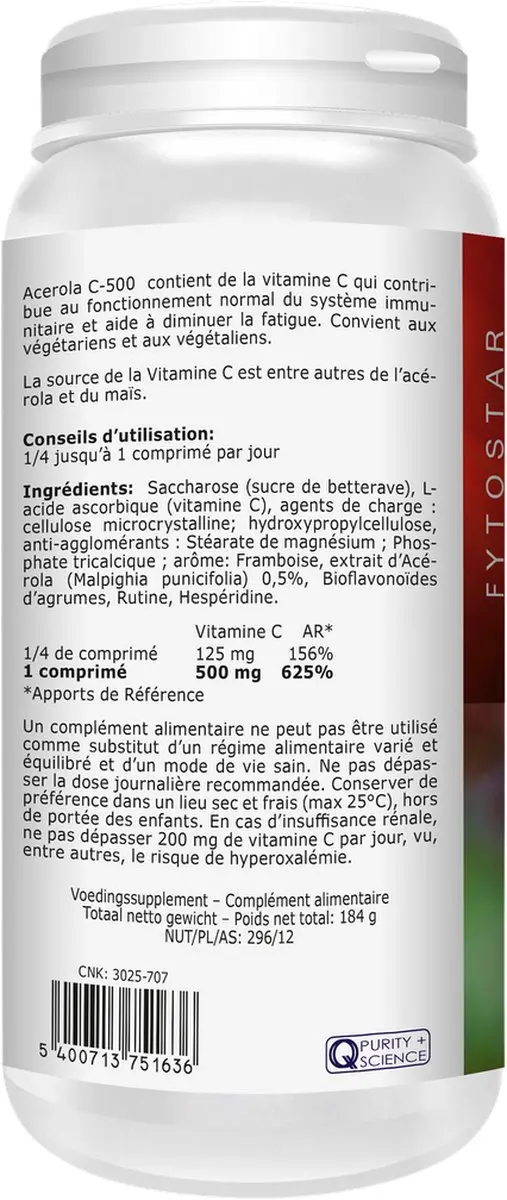 Fytostar Acerola C 500 Kauwtabletten 60 Stuks