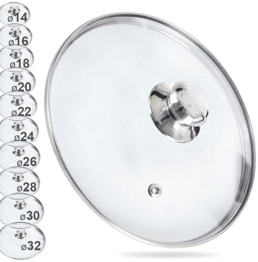 Orion Universele Glazen Deksel 28cm - Transparant/Zilver - afbeelding 6 van 6
