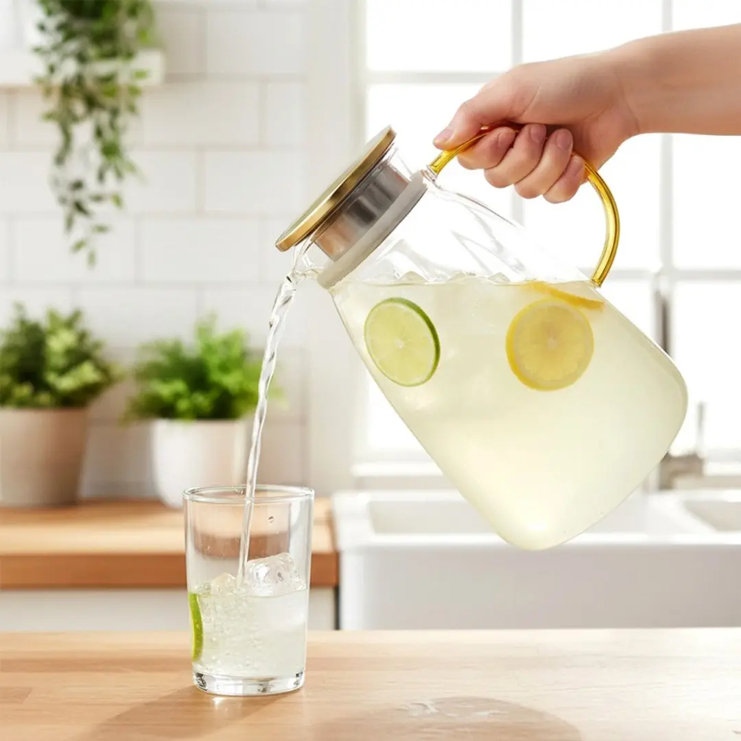 Glazen kan met deksel 2,2 l