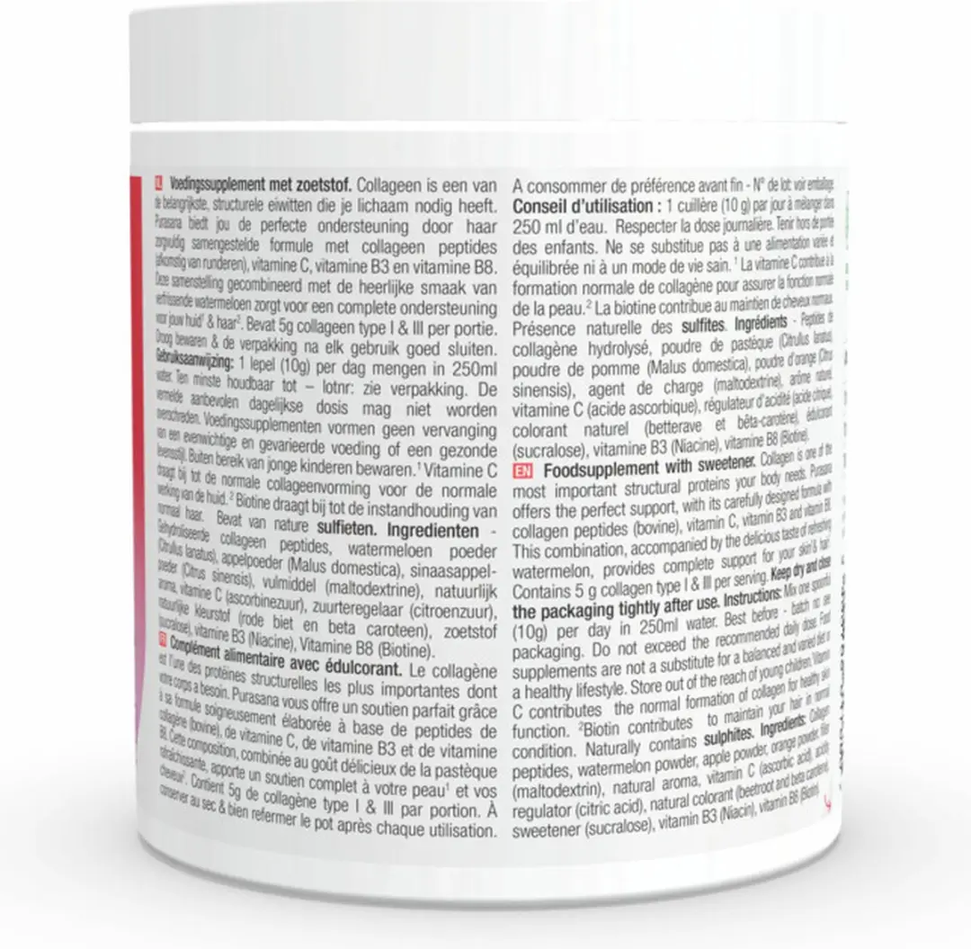 Purasana Beauty Collageen Watermeloen 250g