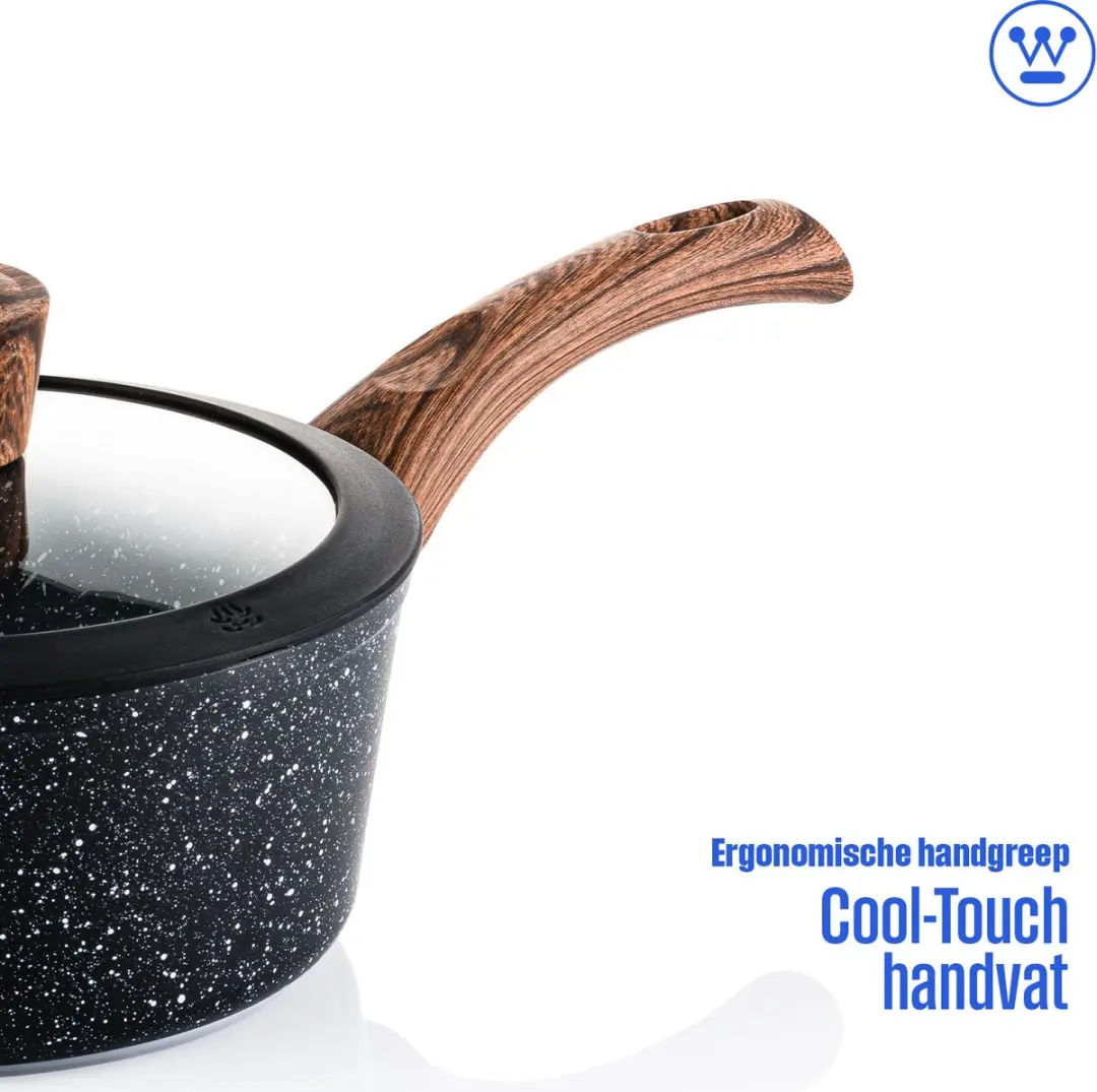 Westinghouse Steelpan Ø18cm Inductiepan - Zwart Marmer