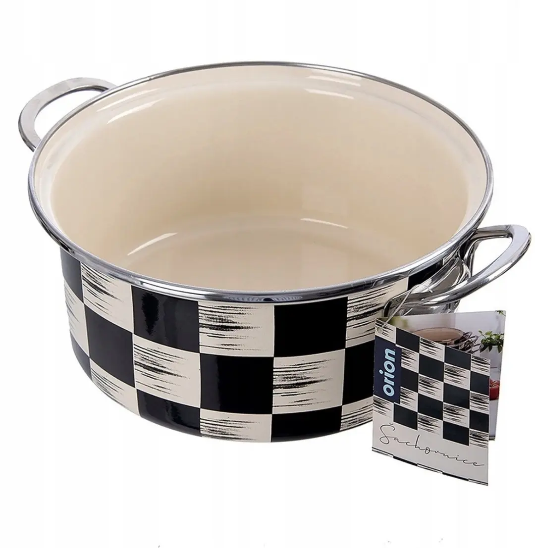 Orion Emaljeren Pan Schaakbord 22cm - Zwart-beige geruit