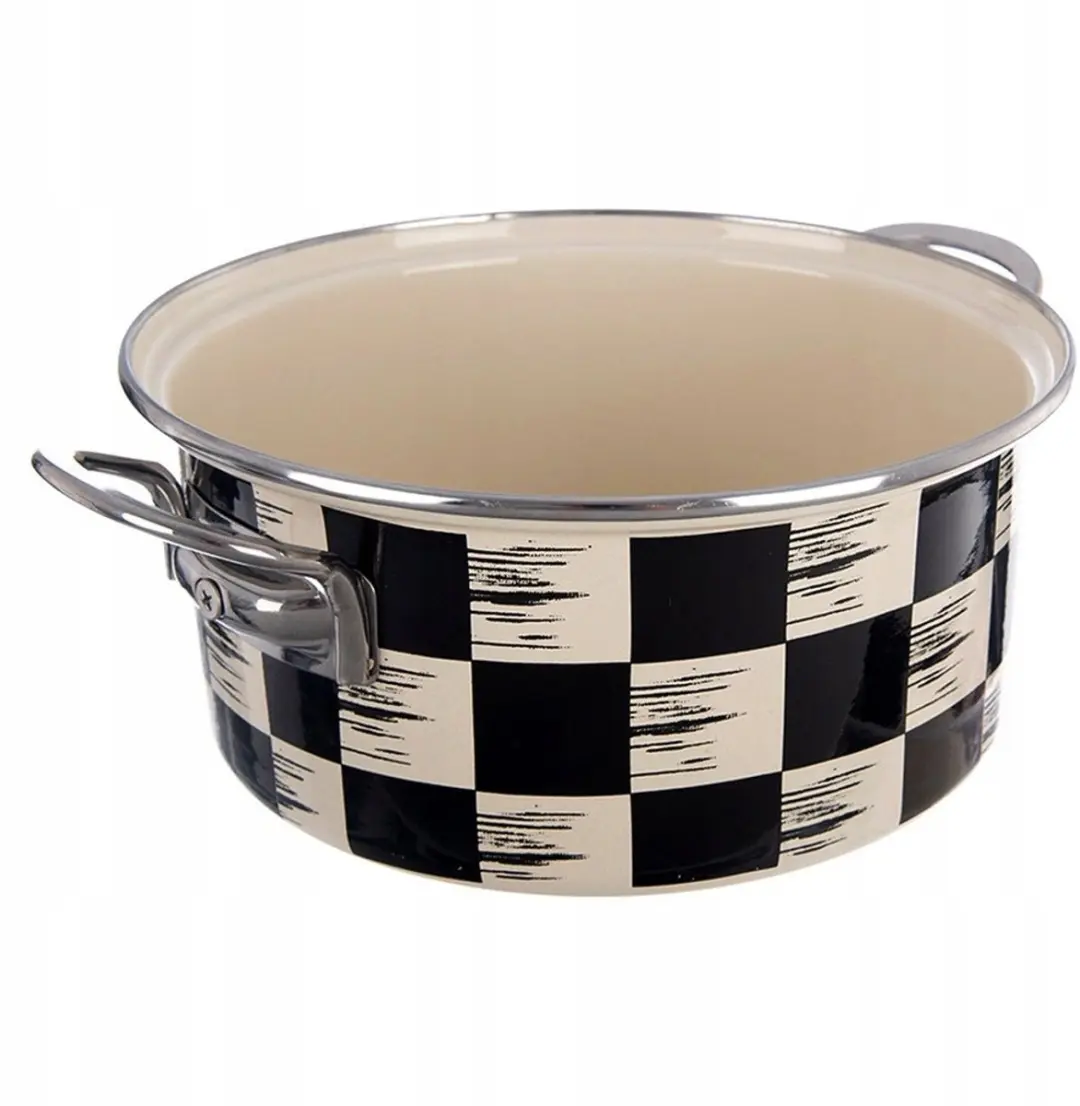 Orion Emaljeren Pan Schaakbord 22cm - Zwart-beige geruit