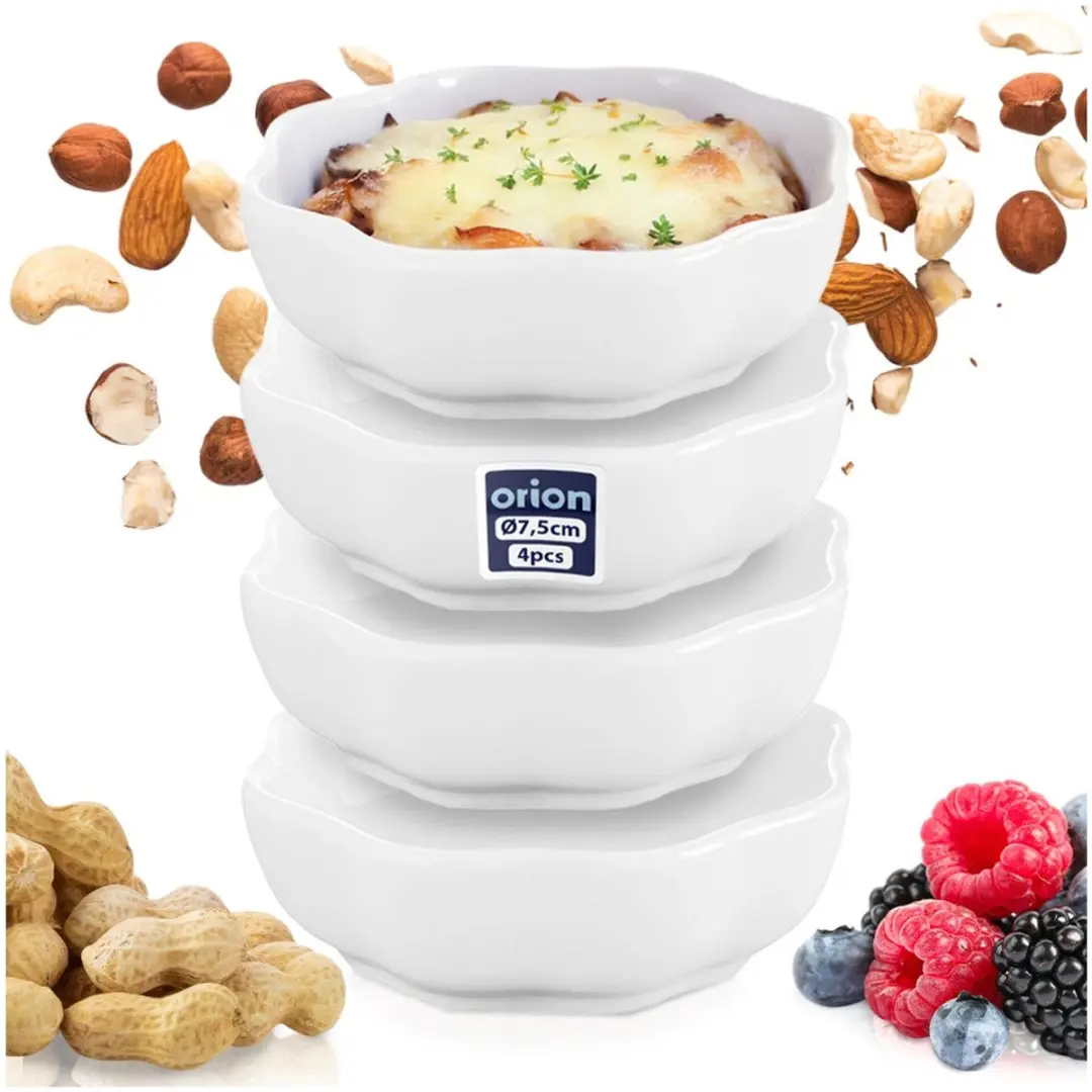 Orion Keramiek Snackkommen 7,5cm - 4 Stuks - Wit