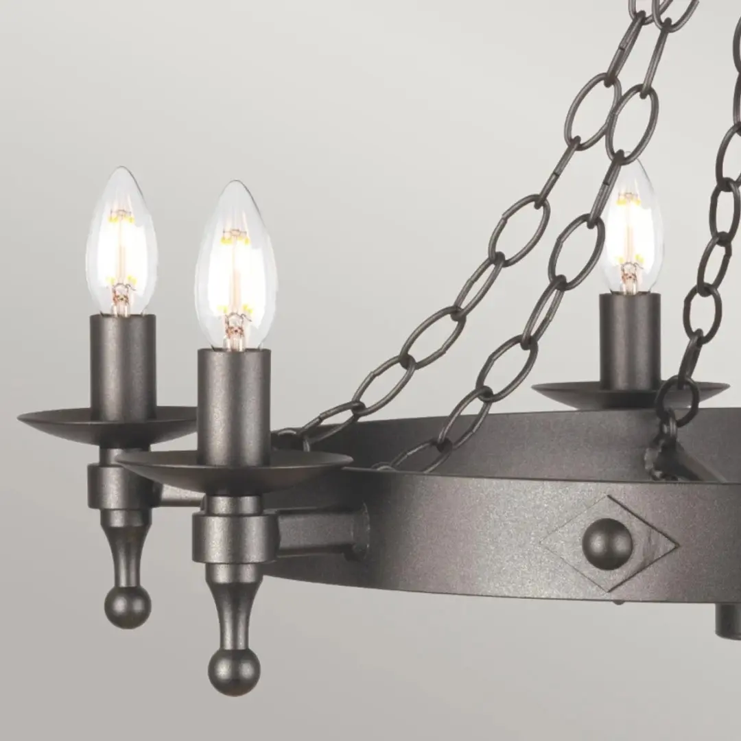 Elstead LED Kroonluchter 6x E14 60W - Dimbaar - Graphite Black