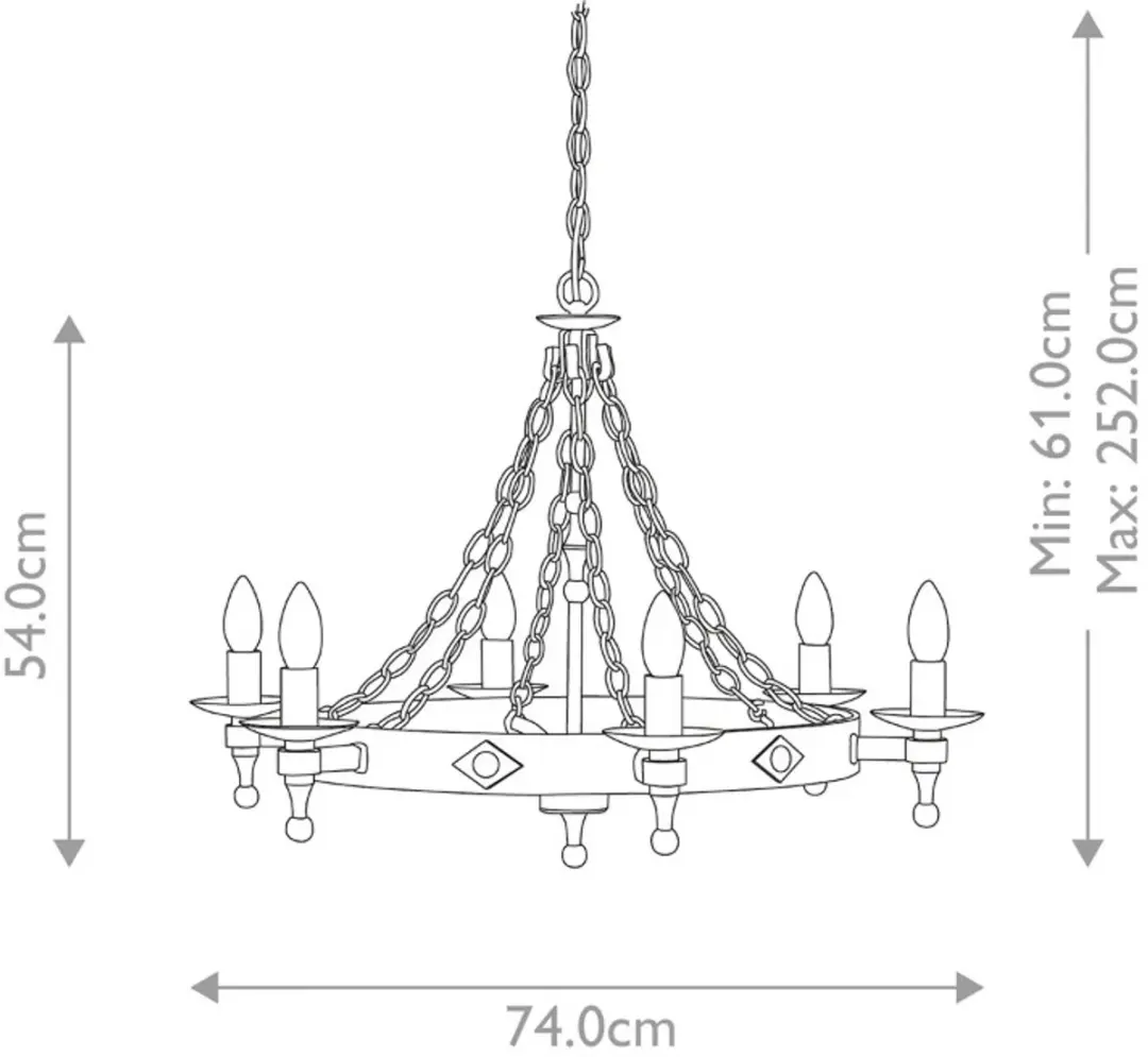 Elstead LED Kroonluchter 6x E14 60W - Dimbaar - Graphite Black