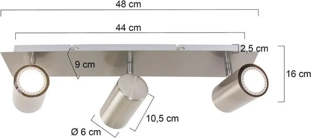 TRIO Marley 3-Spot Nikkelmat - 2 Stuks