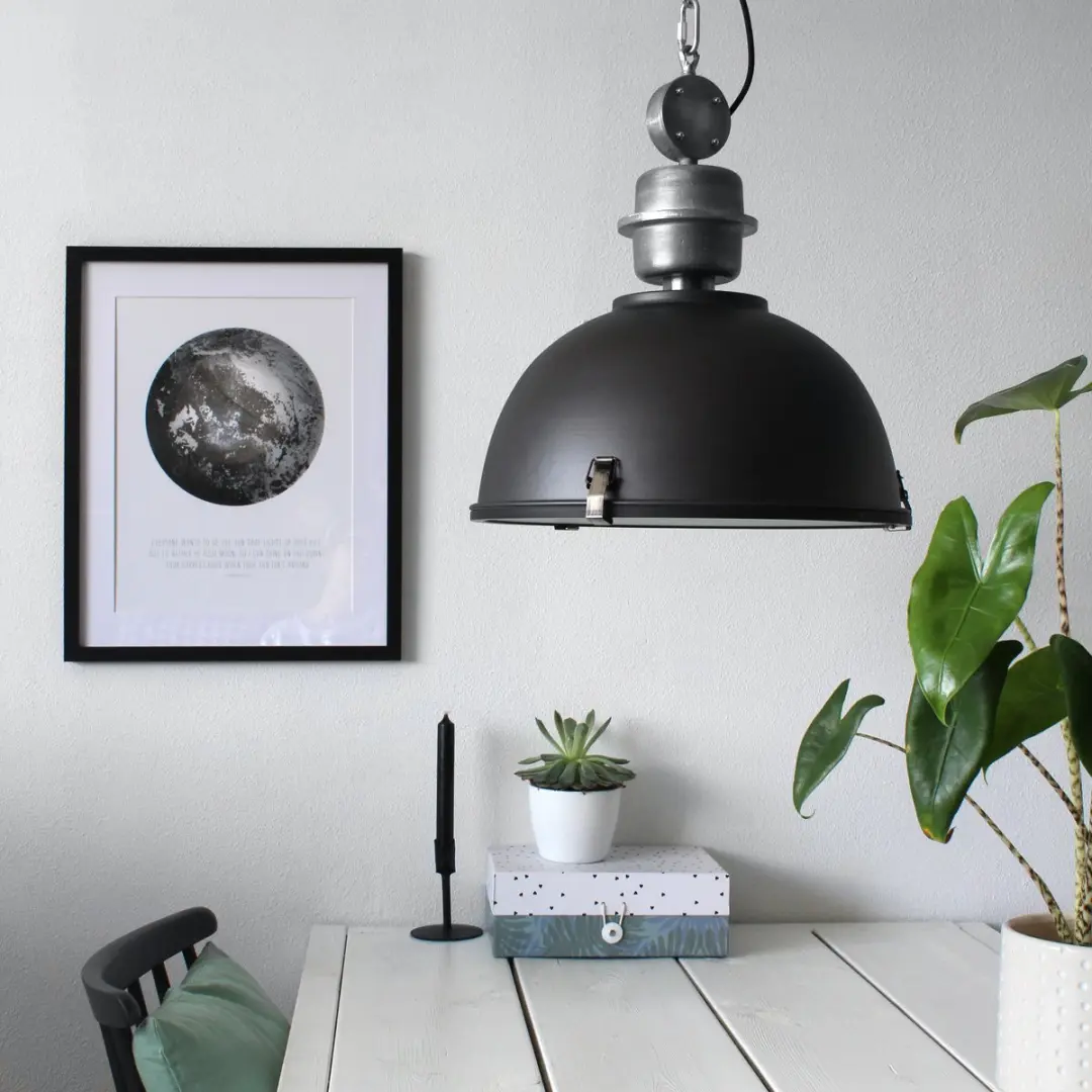 Steinhauer Hanglamp Bikkel 7586ZW - Zwart staal - Ø42cm