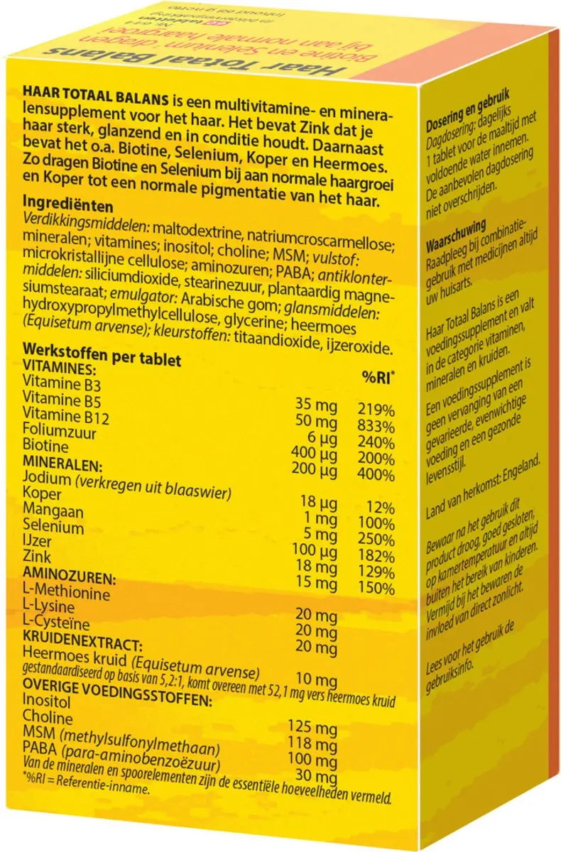Bloem Haar Totaal Balans 60 Tabletten