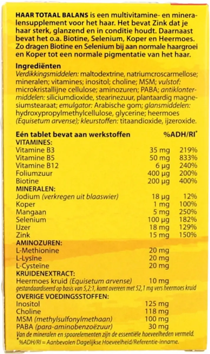 Bloem Haar Totaal Balans 60 Tabletten