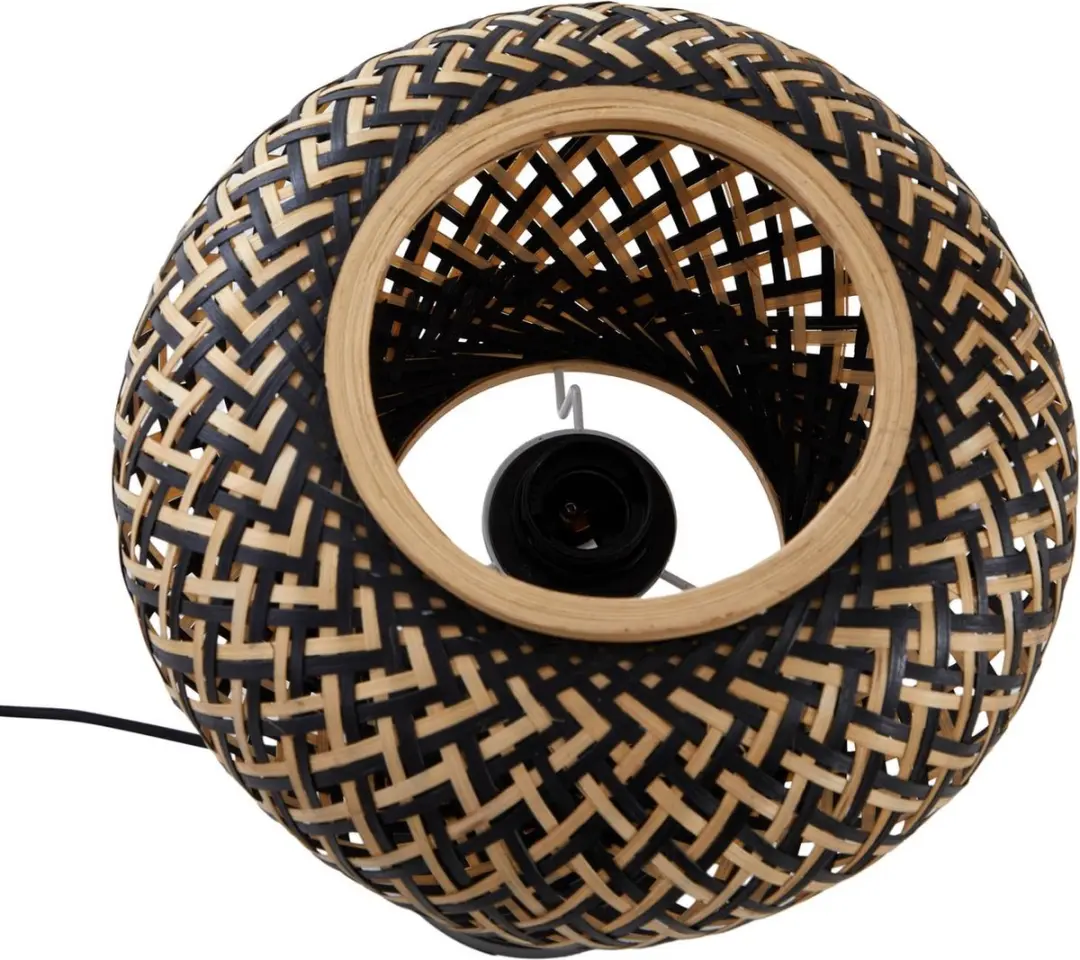 Lindby Tafellamp Bamboe 1 Licht - 28cm - Zwart/Darkhout
