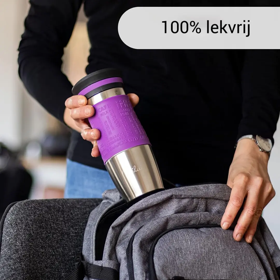 Milu Thermosbeker 370ml - Paars - Dubbelwandig - Vaatwasserveilig - afbeelding 6 van 6