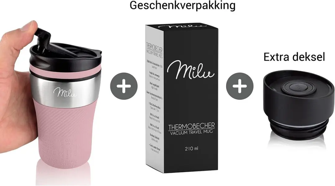 Milu Thermosbeker Roze 210ml - Dubbelwandig Isolerend