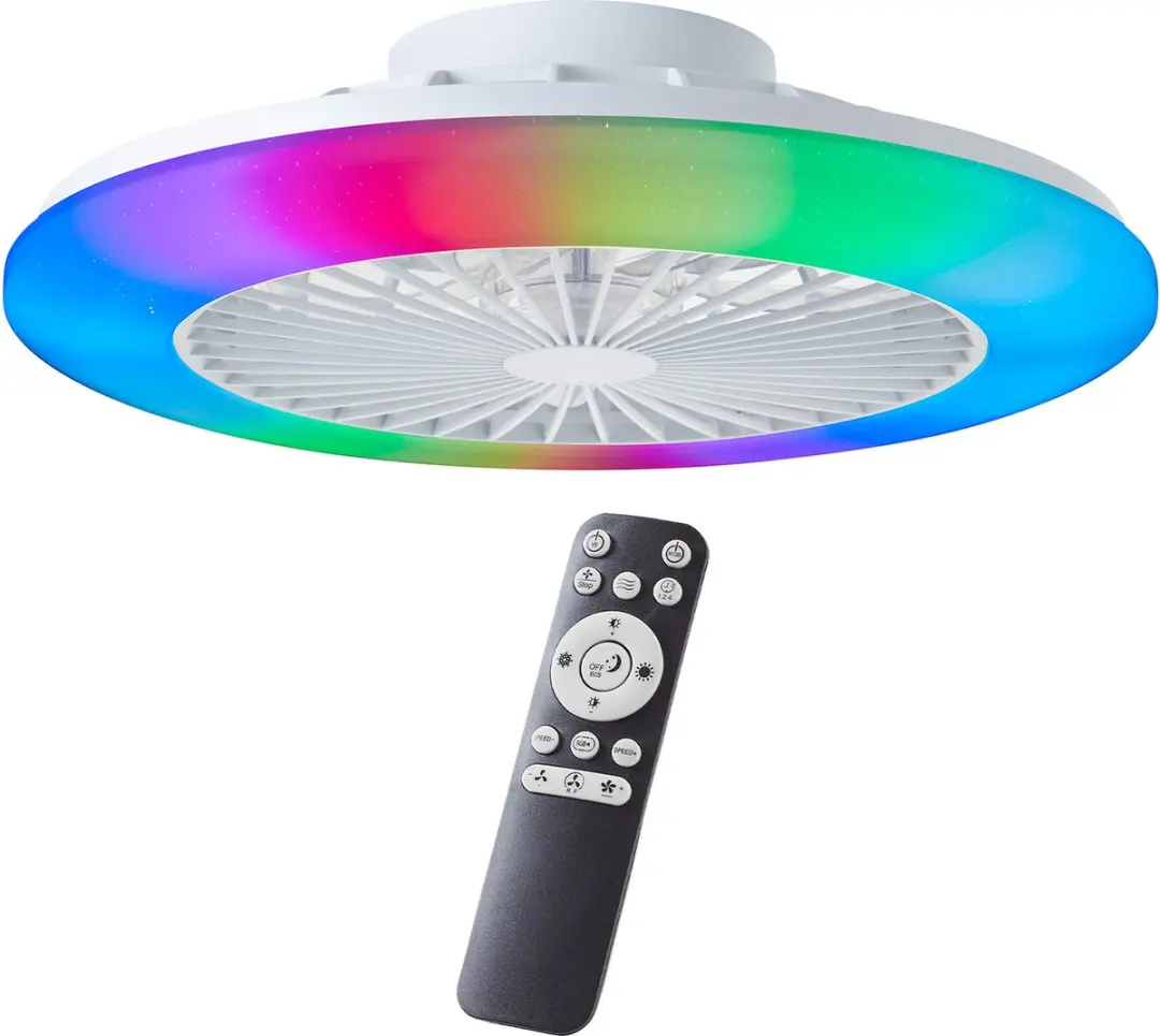 Brilliant Salerno Plafondventilator 48,5cm - Wit/RGB - 6 standen