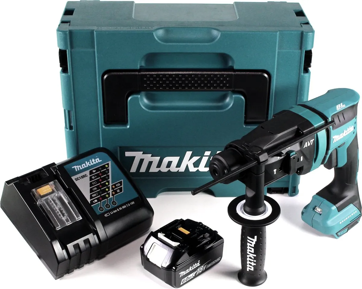 Makita DHR182RG1J Accu-boorhamer 18V SDS-plus - 1,7J - 6,0Ah - met oplader - afbeelding 5 van 5