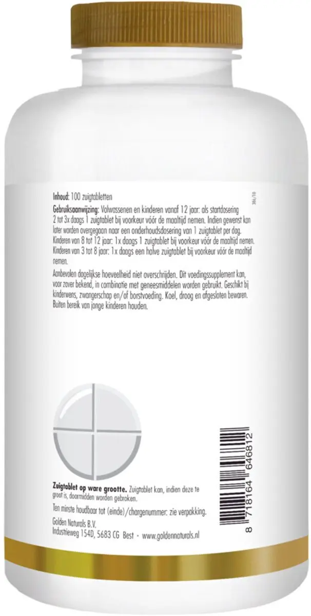 Golden Naturals Acerola Vitamine C 500mg - 100 Veganistische Zuigtabletten