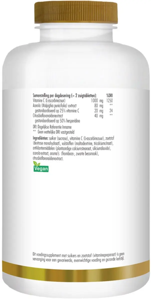 Golden Naturals Acerola Vitamine C 500mg - 100 Veganistische Zuigtabletten