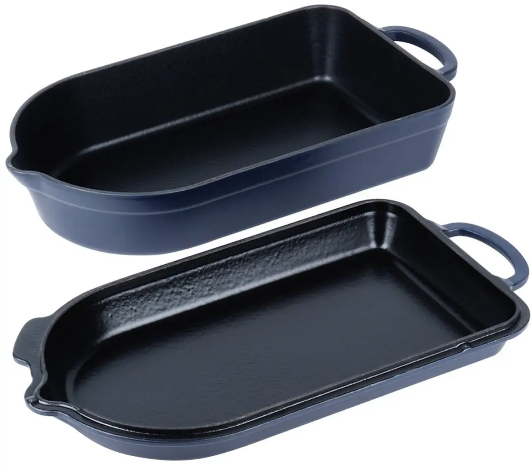 Orion Litina Serie Gietijzeren Braadslede 2-in-1 - 2 Stuks - Zwart/Blauw - afbeelding 3 van 6