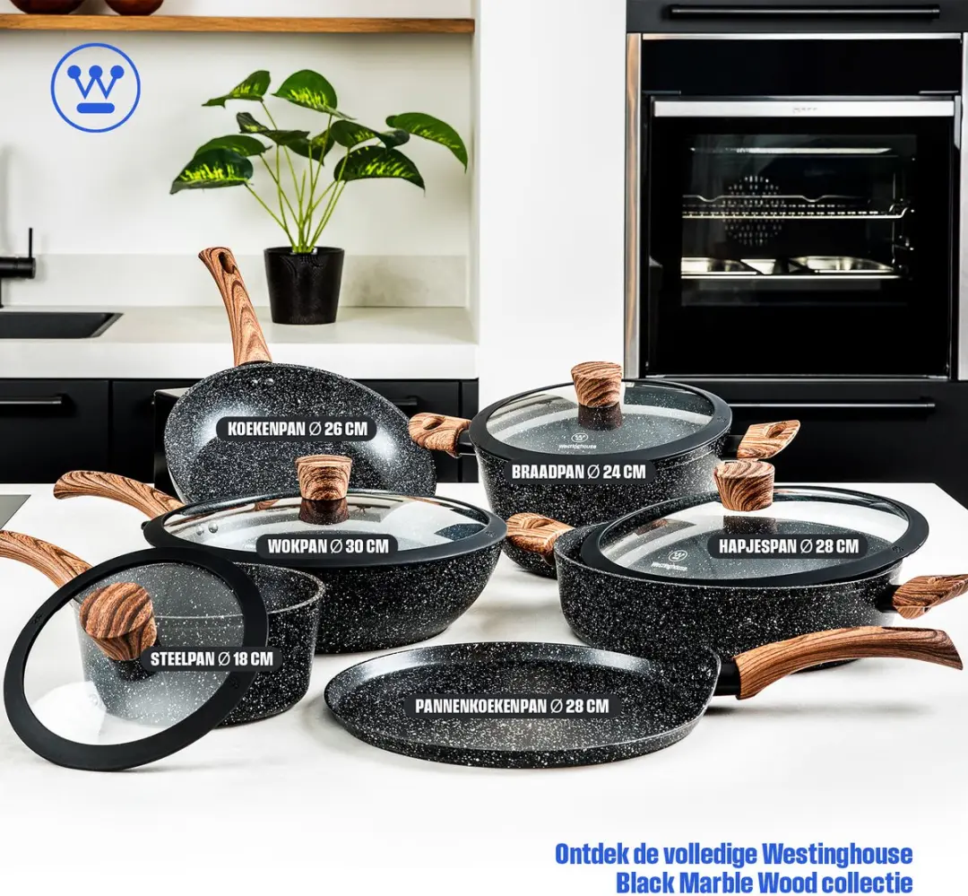 Westinghouse Inductiekoekenpan Ø24cm - Zwart Marmer