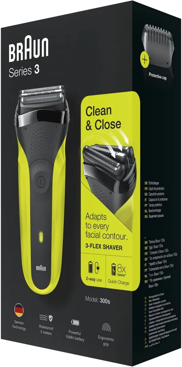 Braun Series 3 300s Scheerapparaat 81702940 - Zwart/ Groen