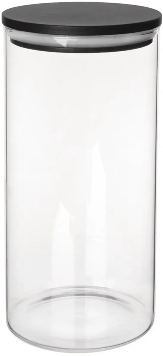 Orion Glazen Opbergdoos 980ml - Bamboe Deksel - Zwart
