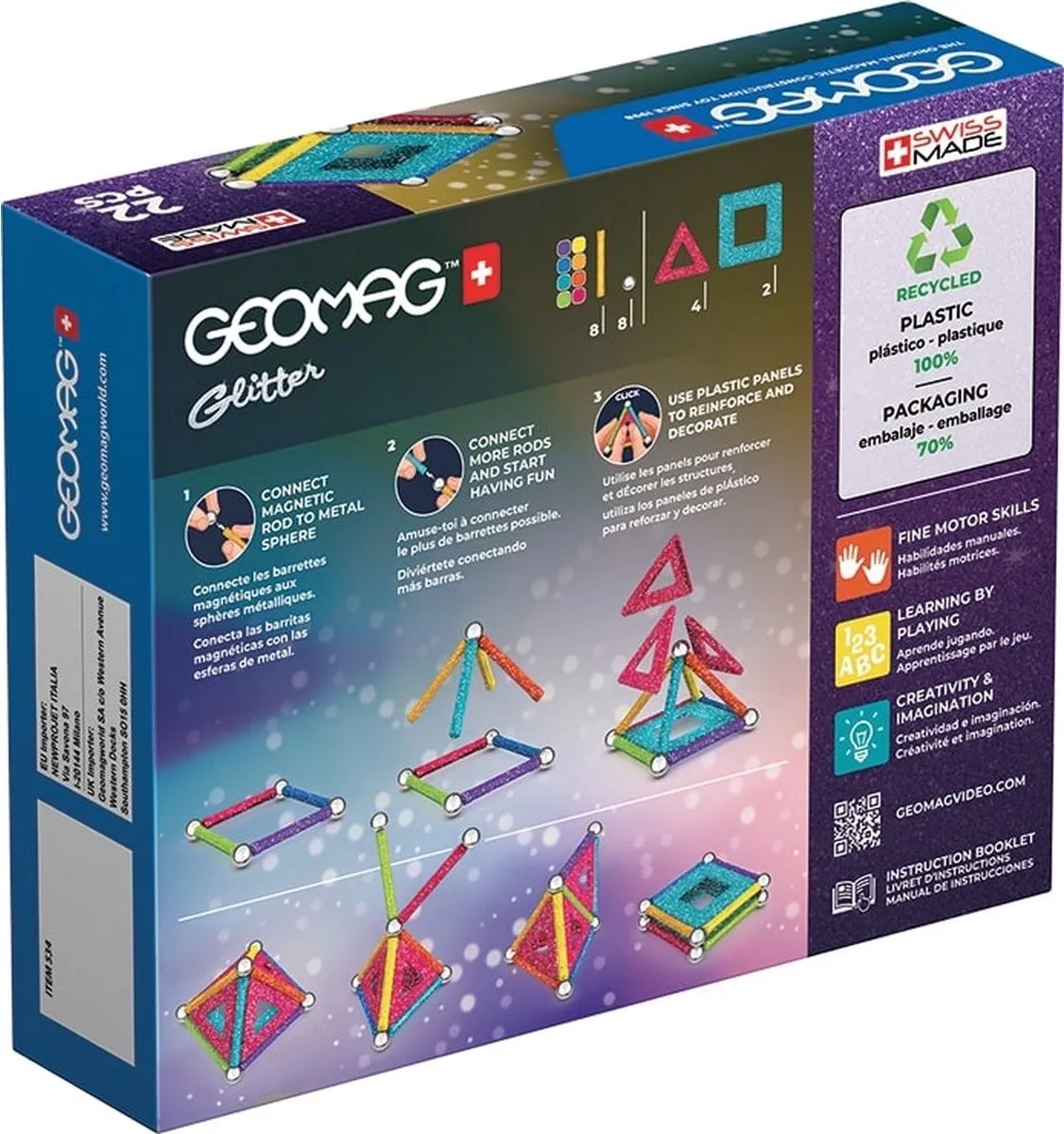Geomag Glitter Magnetische Bouwset 22-delig - Multikleur - afbeelding 5 van 6