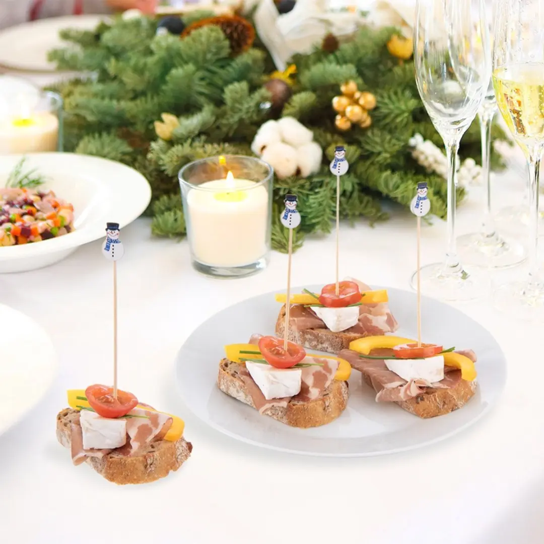 Orion Cocktailprikkers Sneeuwpoppen Design - 20 Stuks