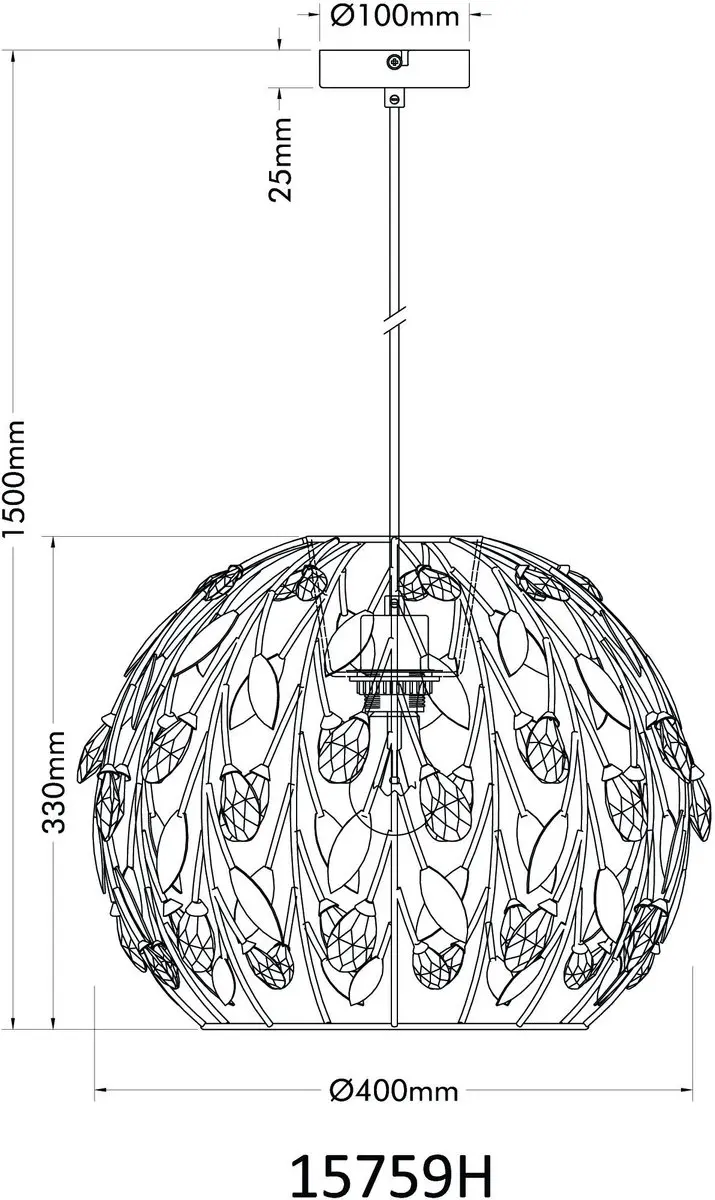 Globo Mika Hanglamp - Ø40cm - Zwart