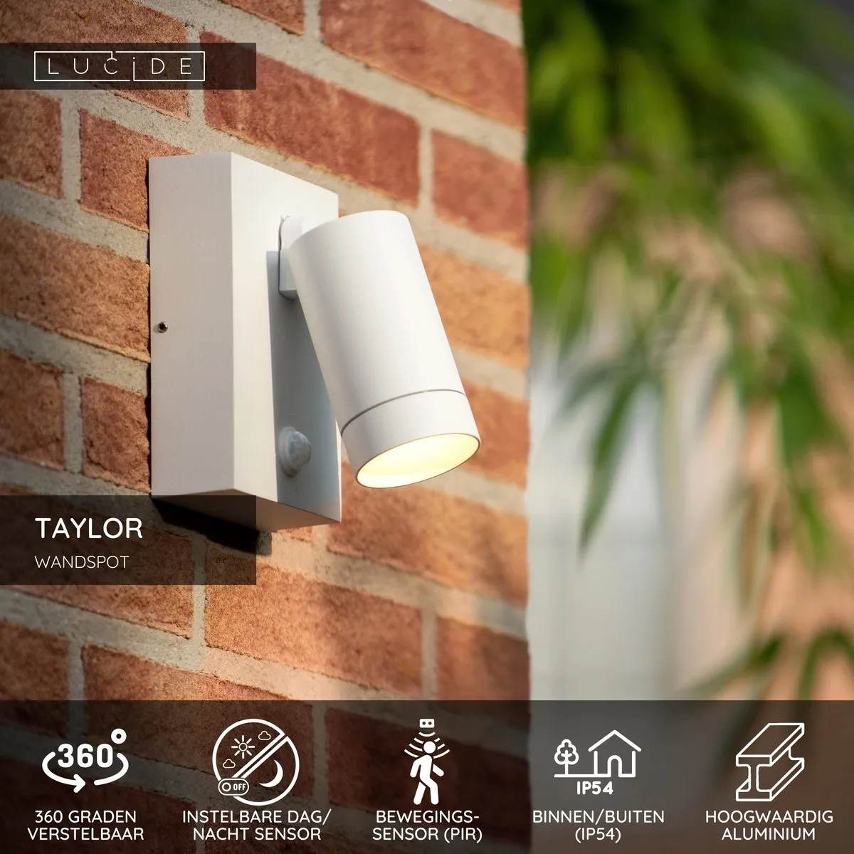 Lucide Taylor Wandspot GU10 - IP54 - Wit