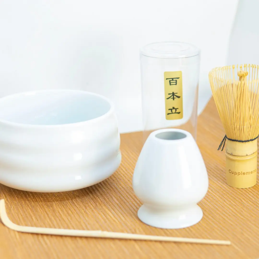 Cupplement Matcha Set Wit - 5-delig met 2x Matcha Poeder
