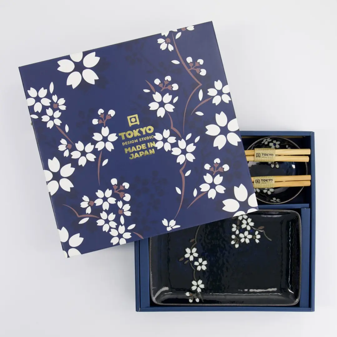Tokyo Design Studio Cobalt Blue Sakura Sushi Cadeauset 6-delig