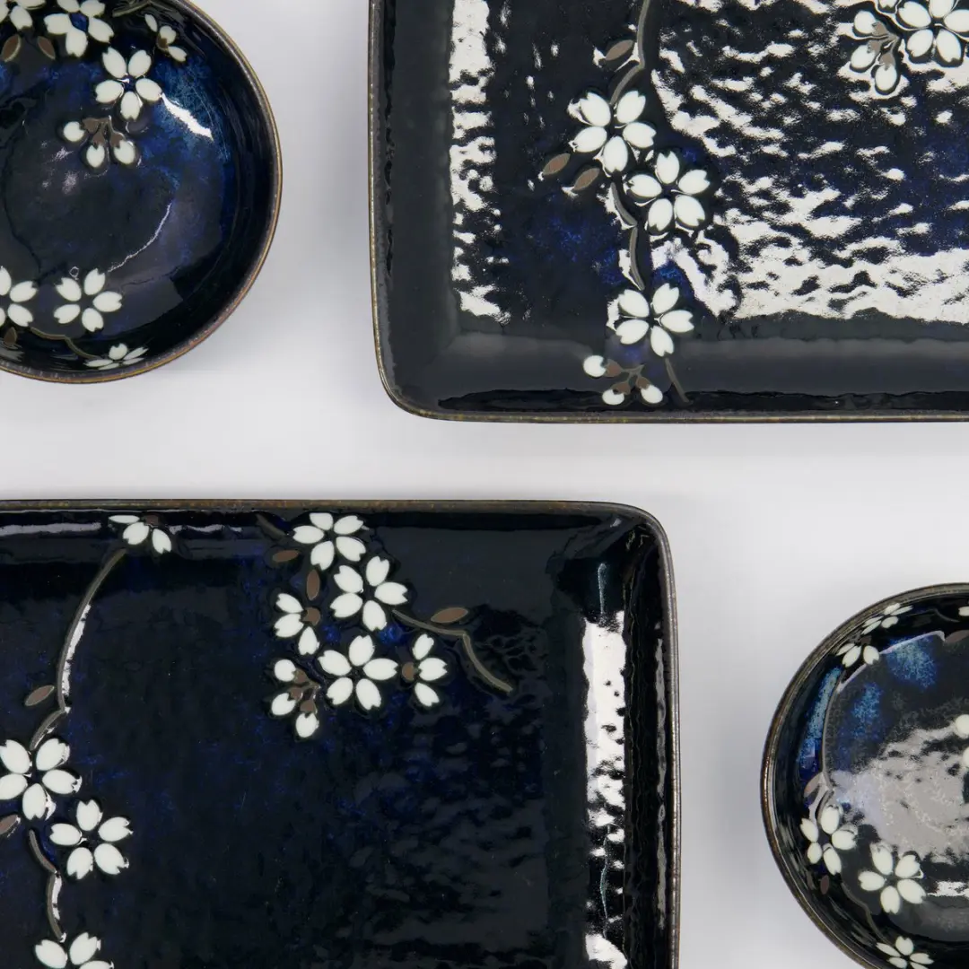 Tokyo Design Studio Cobalt Blue Sakura Sushi Cadeauset 6-delig