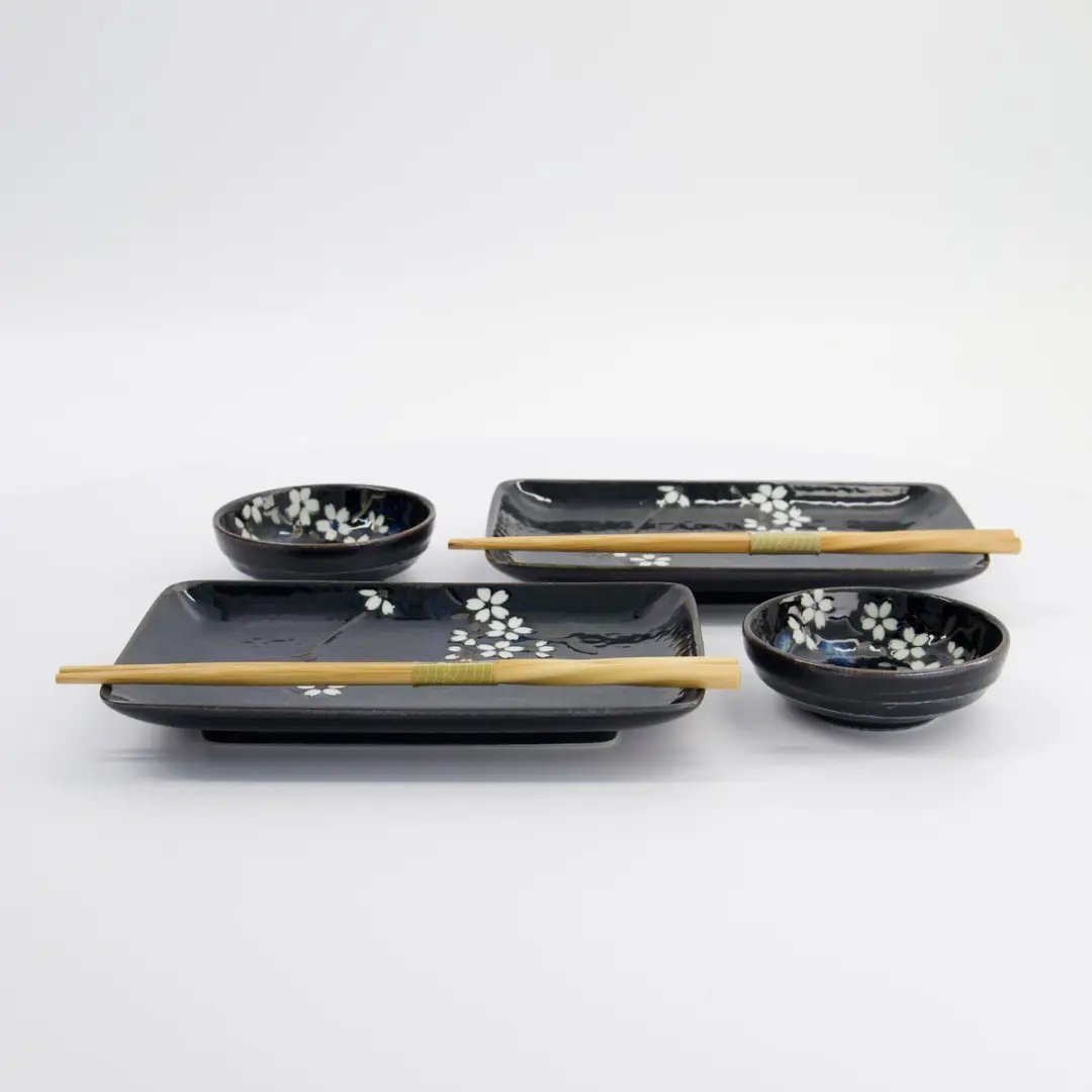 Tokyo Design Studio Cobalt Blue Sakura Sushi Cadeauset 6-delig