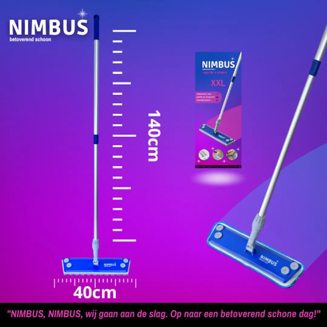 Nimbus Mop XXL Telescoopsteel - 42cm Blauw/Grijs - afbeelding 6 van 6